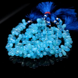 Perles de chalcédoine naturelle facettées en forme de goutte d'eau, perles de pierres précieuses en gros pour la fabrication de colliers, pendentifs, boucles d'oreilles et bijoux. - Product Image 2