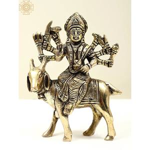 Petite sculpture en laiton Meldi Mata de 5 pouces Déesse indienne rare faite à la main en Inde - Product Image 3