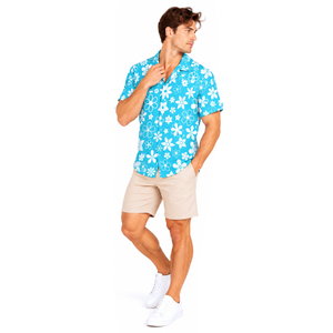 <b>Mens</b> Sublimation <b>Beach</b> <b>Shirt</b> Custom Tropical Print Lightweight Breathable Polyester Button Up Summer Vacation Resort Casual Wear - Product Image 4