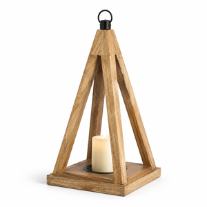 Lanterne à bougie traditionnelle en bois, conçue pour la décoration festive de la maison, offrant un caractère artisanal et une éclairage chaleureux. - Product Image 2