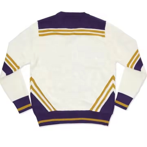 Pulls à col en V rayés personnalisés unisexes avec logos, manches longues, 100% acrylique, vêtements d'automne et d'hiver, sororité, fraternité - Product Image 2