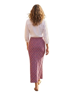 Ladies Customizable Size Elegant <b>Summer</b> Rayon Woven Geometric Pattern A-Line Midi <b>Skirt</b> Set Breathable Eco-Friendly Casual <b>Long</b> - Product Image 4