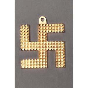 3 "Pyramide Design Laiton Swastik Laiton Swastik Tenture murale Article fait à la main pour les cadeaux Fabriqué en Inde - Product Image 1