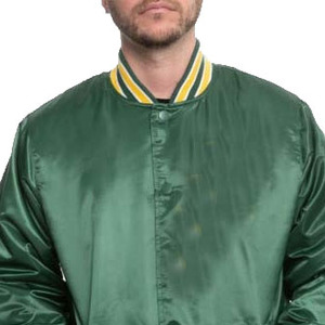 Blouson bomber vert pour homme, couleur unie, col rabattu, manches classiques, fermeture à boutons, style décontracté pour l'automne - Product Image 2