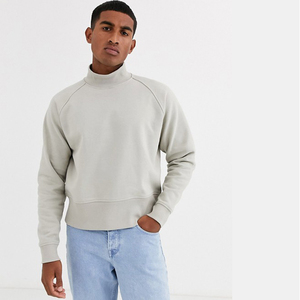 <b>Men's</b> Light Gray Turtleneck <b>Pullover</b> Sweatshirt Regular Fit Solid Knitted Cotton Casual Autumn Wear - Product Image 4