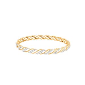 Par de Brazaletes de Oro Amarillo con Diamantes Cultivados en Laboratorio, Redondos, de Doble Hilera - Product Image 1