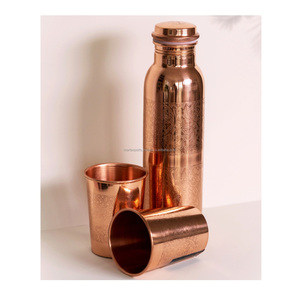 Récipient à eau en cuivre martelé rustique Premium fait à la main Eco-Lifestyle Wellness Gift Durable pour bouillir une bouteille de qualité supérieure ayurvédique - Product Image 4