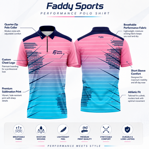 Polo personnalisé par sublimation pour homme, séchage rapide, col zippé 1/4, pour golf, tennis, sport, respirant, maillot de sport d'équipe, vente en gros - Product Image 5