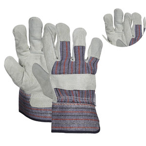 High Quality <b>Men</b> Women Knitted Labour Protection <b>Gardening</b> Safety White Leather Durable Anti-Slip Adjustable Wristband <b>Gloves</b> - Product Image 2