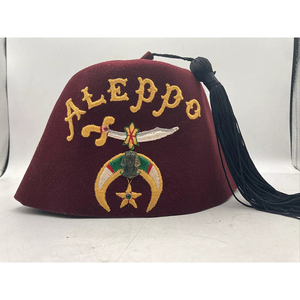 Chapeau Fez Shriners Vintage avec Pince à Pompon, Marron et Or, pour Francs-Maçons, Haute Qualité, Personnalisé, Meilleure Vente, Fez Tendance - Product Image 1