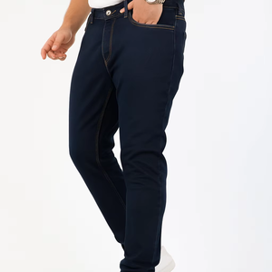 Jean slim droit pour homme, décontracté, extensible, taille mi-haute, en denim adouci, écologique, style streetwear vintage, délavé, patchwork - Product Image 1