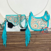 Tas Selempang Kulit Sapi Asli Ukiran Tangan dengan Harga Grosir, Dilengkapi Tas Bahu Senada Motif Bunga, Set Tas Selempang untuk Wanita