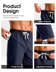 กางเกงว่ายน้ำผู้ชายกันน้ำ แห้งเร็ว ระบายอากาศได้ดี กางเกงชายหาดมีซิปกระเป๋า ชุดว่ายน้ำชายหาด น้ำหนักเบา - Product Image 6