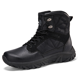 Bottes de randonnée tactiques noires pour hommes et femmes, doublure en mesh, semelle en caoutchouc, bout fermé, hiver, toutes saisons - Product Image 1