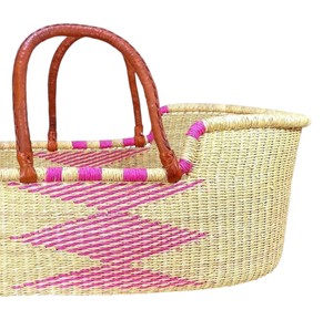 Vendor modern fuchsia accent high wall seagrass <b>changing</b> <b>basket</b> integrated with rattan <b>changing</b> kid <b>basket</b> and straps - Product Image 4