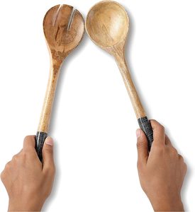 Utensilios multiusos de madera para servir alimentos, con mango, para lavar frutas, secador rápido de verduras y lechuga, herramientas para ensaladas, centrifugador, negro a cuadros, para servir - Product Image 4
