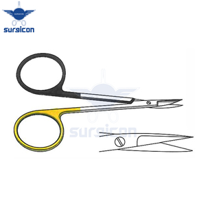 Micro Iris Scissors 9 cm / 3-1/2 Inch Sharp Sharp Straight One Blade Serrated TC Gold Surgical Scissors Premium Stainless Steel - Product Image 4
