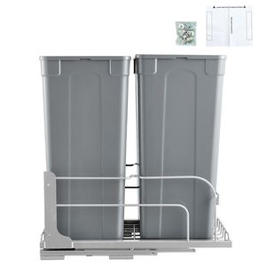 Contenitore per Rifiuti da Cucina a Doppio Scomparto da 50 QT X2, Bidone Estraibile Resistente con Kit per Riciclaggio Intelligente, Capacità 30L - Product Image 1