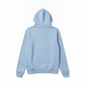 เสื้อฮู้ดแบบสวมหัวทรงปกติ สีพื้น ผ้าฝ้ายเฟรนช์เทอร์รี่ สีฟ้าอ่อน สำหรับผู้ชาย - Product Image 3