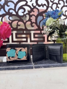 Wholesale Designer Hand Tooled Leather <b>Wallet</b> Men's Long Zipper Multi Uses <b>Wallet</b> Hot Sale Fashion Flower Cash <b>Holder</b> Gift - Product Image 4