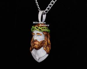 Pendentif Visage de Jésus D'VINS JEWELS en Argent 925 Plaqué Rhodium avec Diamants Sertis, Charme Religieux, Cadeau Personnalisé IGI - Product Image 5