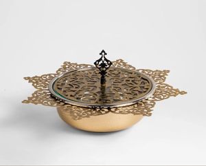 Luxury Look Metal Incense Holder <b>Bakhoor</b> Burner for Ramadan Decorative Gulf Supplier <b>Oud</b> Incense Holder Gold Finished Wholesale - Product Image 3