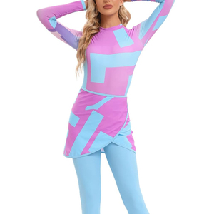 Polyester/Spandex <b>Burkini</b> Muslim <b>Swimwear</b> Islamic Women's Modest High Cut 2-Piece Set Eco-Friendly Seamless Quick Dry Breathable - Product Image 4
