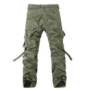 Men 6 Pocket Canvas Cargo Pants Elastic Waist Relaxed Fit Casual Trendy Streetwear Joggers Wholesale - Product Image 3
