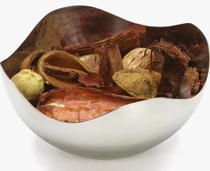 Bol à salade, chocolat, bonbons, pot-pourri, en métal inoxydable gaufré fait main, écologique, à bords sculptés, empilable, pour snacks - Product Image 1
