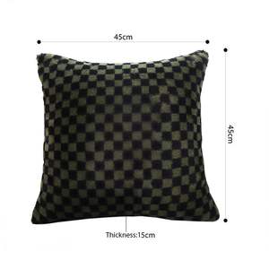 Urban Luxury 30cm Dark Green Checkered Lumbar Throw <b>Pillow</b> Modern Home Decorative Cushion for <b>Sofa</b> Bed or Living Room - Product Image 6