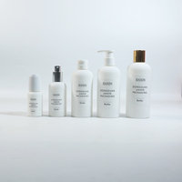 Bouteille en plastique vide de luxe personnalisée, forme Boston, grise, en HDPE, avec bouchon à disque et pompe, pour le conditionnement de gel douche, savon liquide, lotion et shampoing
