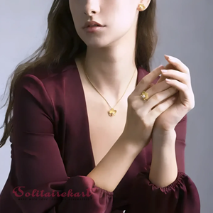 Solitaire Kart 14K Oro Amarillo-Oro 0,73G Flor Floral Stud - Product Image 6