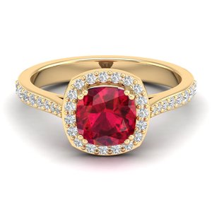 แหวนเพชรรูบี้ทรงคุชชั่น 2 กะรัต ทองคำแท้ 14K งานแฮนด์เมด REYES ประดับด้วยเพชรโมอิสซาไนต์ทรงกลม ได้รับการรับรองจาก GRA สำหรับผู้หญิง - Product Image 6