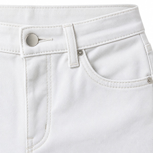 Jeans Blancos de Cintura Alta y Pierna Recta para Mujer - Denim Rígido con Logotipo Bordado, Lavado Medio, Tallas XS-XL - Product Image 4