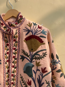 Handmade 100% Cotton Velvet Suzani Kimono Jacket | Autumn/<b>Winter</b> <b>Quilted</b> Breathable Eco-Friendly Digital Printed Front Pocket - Product Image 5