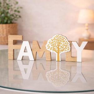 Bamboo Eco-Friendly Family Letter <b>Table</b> Decor <b>Wall</b> <b>Mount</b> Asian Zen Design Round Shape Home Office Shelf Display Ornament - Product Image 2