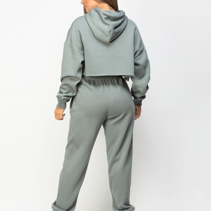 Ensemble de survêtement pour femmes, personnalisé, athlétique, 2 en 1, en coton écologique, sweat-shirt à capuche et pantalon de jogging, vêtements de sport, qualité supérieure - Product Image 2