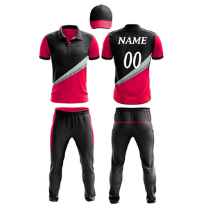 Custom Red Cricket Uniform Kit Sublimated Tshirt and <b>Trouser</b> with Unique Design and Logo Cricket Uniform Spring/Summer/Autumn - Product Image 1