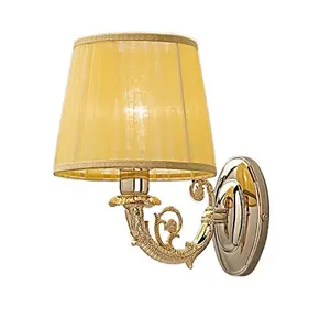 Wholesale Brass antique lifted fabric tapered shade wall sconce 2 light vintage style sconce lamp for home decoration