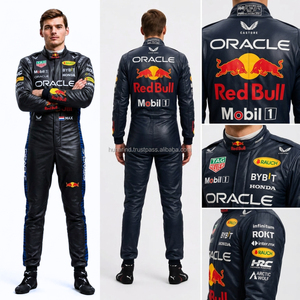 Nouvelle combinaison de course en cuir inspirée de la Formule 1 Red Bull 2026 |   Costume en cuir de vache véritable, avec gants assortis et cagoule offerte, haute capacité - Product Image 2