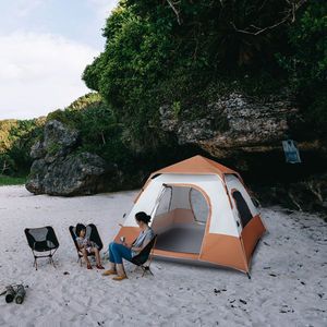 Carpa Familiar Marrón de Apertura Rápida de 240*240*150cm para Cuatro Personas, para Aventuras al Aire Libre - Product Image 6