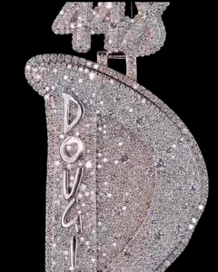Colgante Unisex Personalizado con Nombre, Diamante Cultivado en Laboratorio, Plata de Ley 925, Chapado en Oro, Corte Brillante Redondo, Certificado GRA, Regalos - Product Image 1