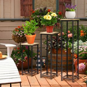 Set di 3 Supporti per Piante da Interno ed Esterno, Scaffale Angolare per Vasi, Espositore da Tavolo, Arredamento per Casa, Patio e Giardino - Product Image 2