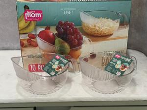 Anax Eco-Friendly Clear <b>Plastic</b> Storemate <b>Basket</b> Oval Vegetable Produce Bowl with Handle Drain Storage for Kitchen Counter - Product Image 1