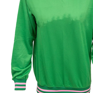 Sweat-shirt à col côtelé surdimensionné vert pour femme, style streetwear, respirant, durable, manches longues - Product Image 4