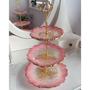 Luxury 3 Tier Resin Cupcake Stand in Handmade Design <b>Pink</b> Finished Perfect for Birthday <b>Party</b> <b>Decorations</b> and Celebrations - Product Image 1