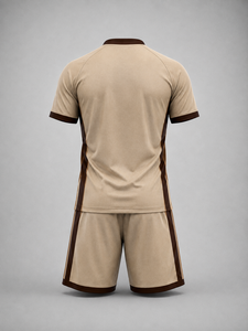 Créez votre propre ensemble d'uniformes de football pour hommes adultes de haute qualité, personnalisé, en polyester 100% respirant, à col en V et manches courtes - Product Image 3
