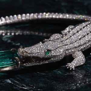 Rose Gold Plated & 14K Gold Plated Silver Alligator Crocodile Shape Moissanite <b>Statement</b> <b>Necklace</b> for Wedding Party Gift - Product Image 2