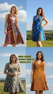Vestido largo de verano con estampado floral y cuello en V para mujer, estilo bohemio, de seda india, de alta calidad, venta al por mayor - Product Image 2