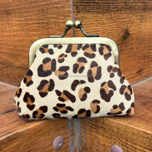 Monedero de piel auténtica con estampado de leopardo a la moda para mujer, proveedor de fábrica, con cierre de cerrojo, monedero de piel de vaca personalizado de gran capacidad - Product Image 2